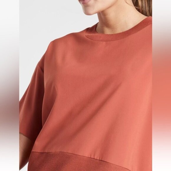 Athleta Zephyr Crop Tee Etruscan Red SIZE XS Relaxed Fit Oversized Stretch comfy - Picture 4 of 11